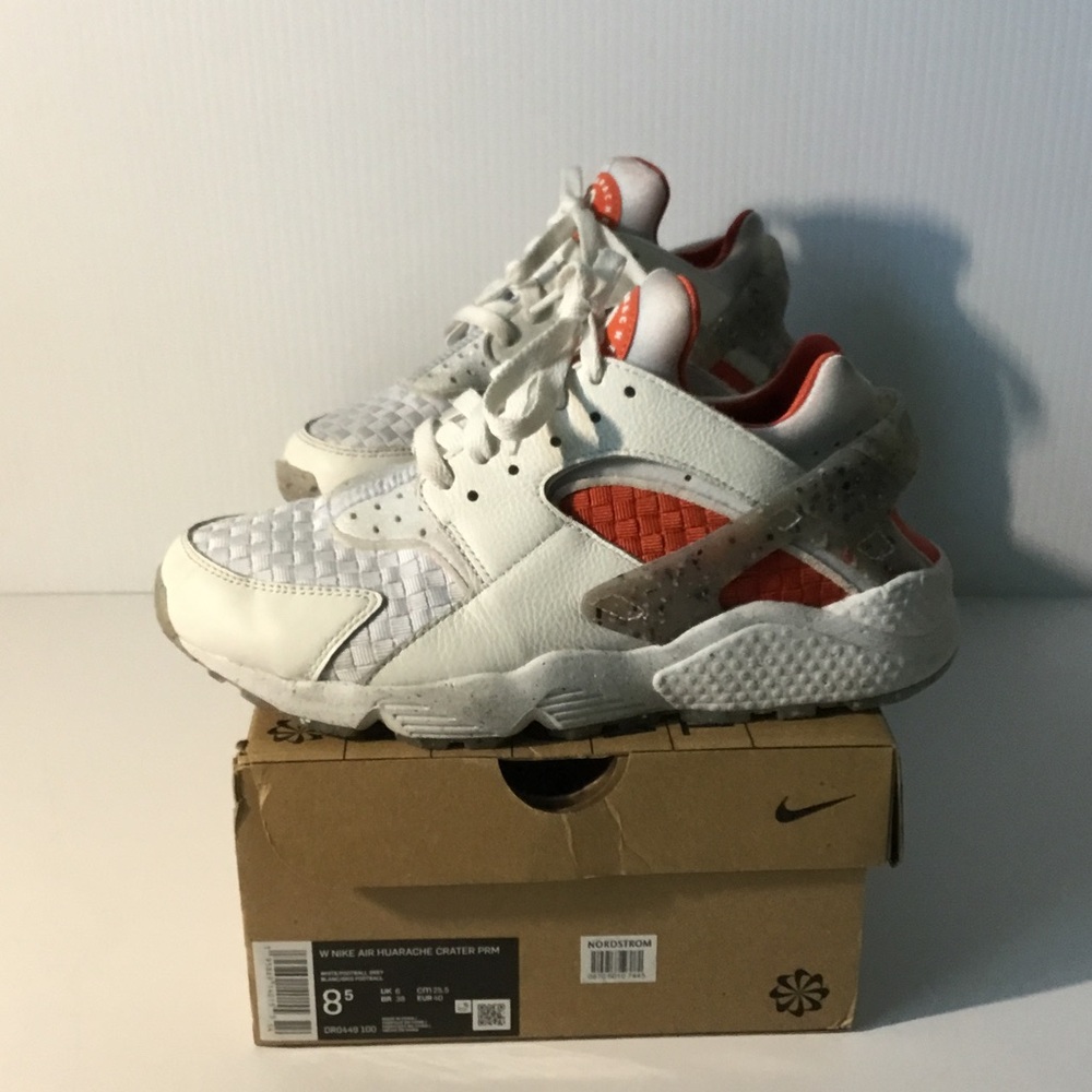 Nike Huaraches White and Orange Women's Athletic Sneakers